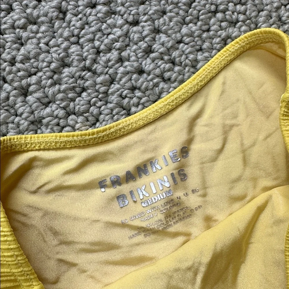 Frankie’s Bikinis high waisted high cut yellow bikini set M